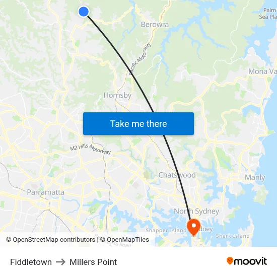 Fiddletown to Millers Point map