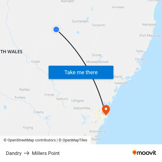 Dandry to Millers Point map