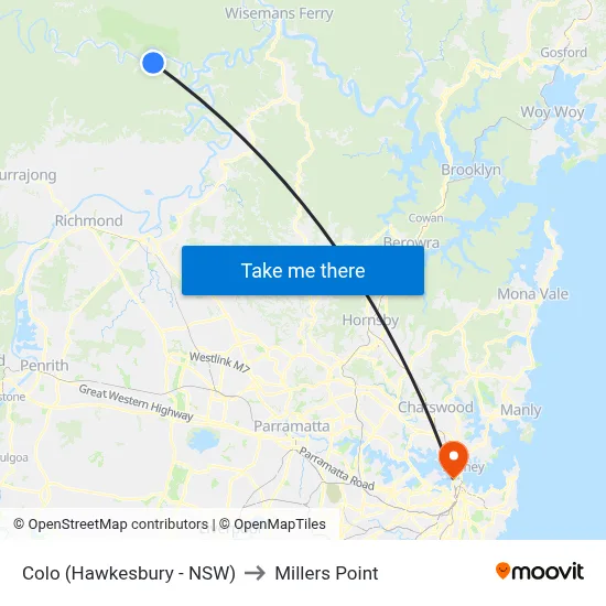 Colo (Hawkesbury - NSW) to Millers Point map