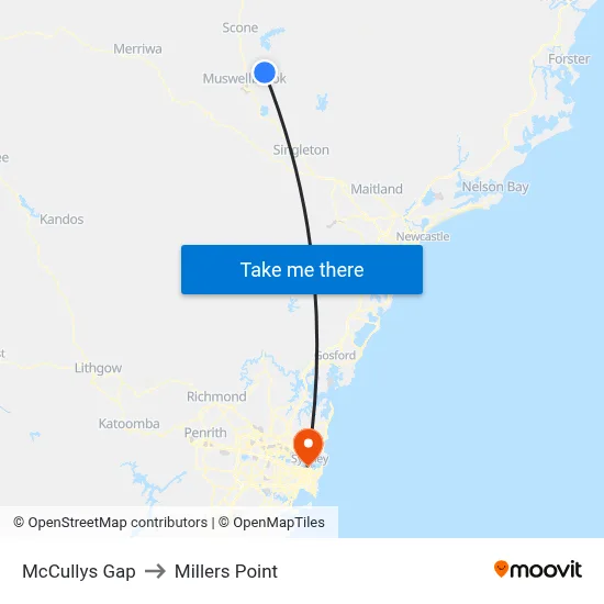 McCullys Gap to Millers Point map