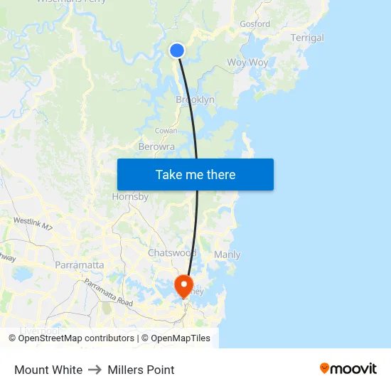 Mount White to Millers Point map