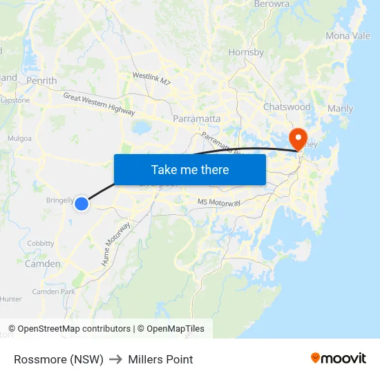 Rossmore (NSW) to Millers Point map