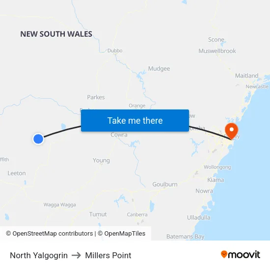 North Yalgogrin to Millers Point map