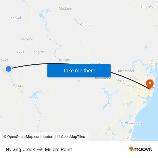 Nyrang Creek to Millers Point map