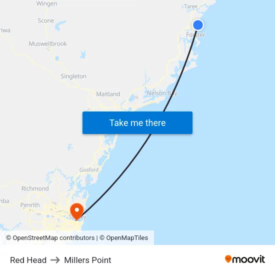 Red Head to Millers Point map
