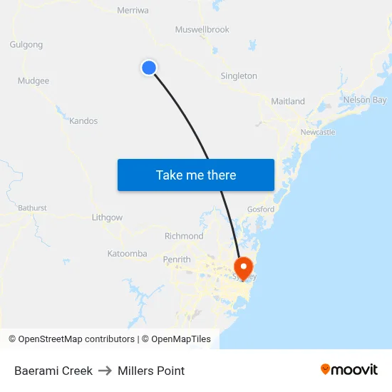 Baerami Creek to Millers Point map