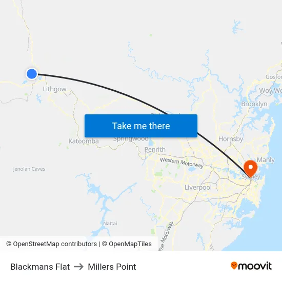 Blackmans Flat to Millers Point map
