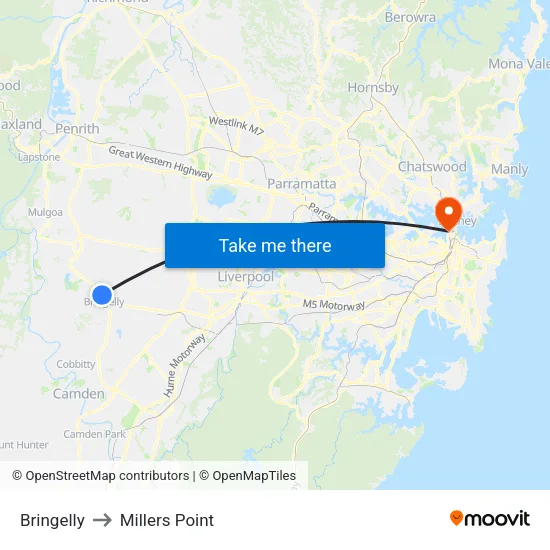 Bringelly to Millers Point map
