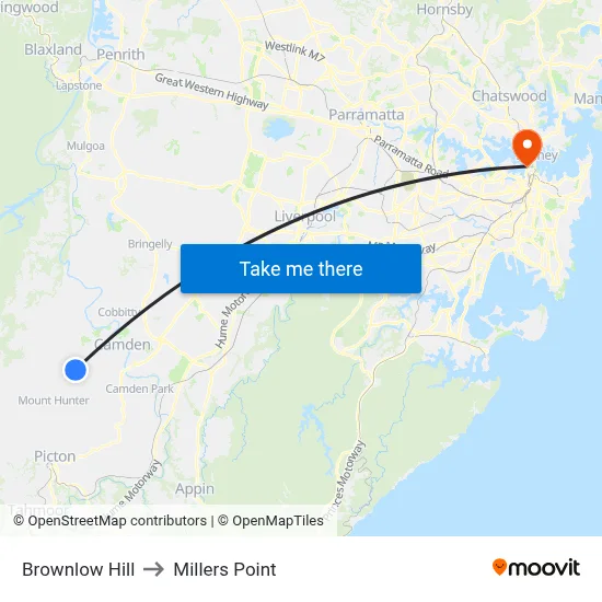 Brownlow Hill to Millers Point map