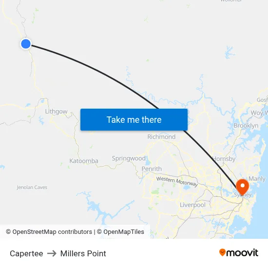 Capertee to Millers Point map