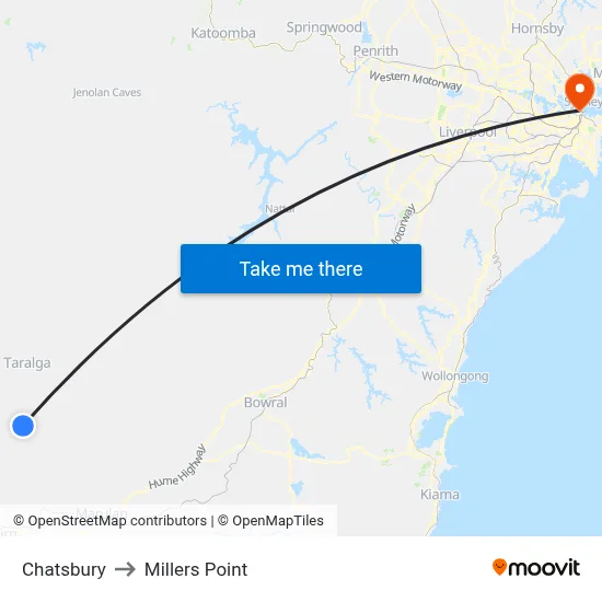 Chatsbury to Millers Point map