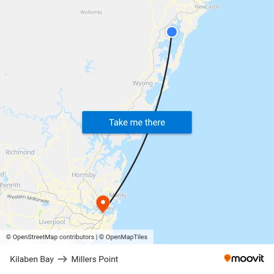 Kilaben Bay to Millers Point map