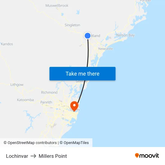 Lochinvar to Millers Point map