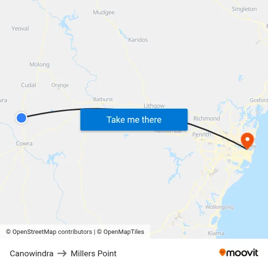 Canowindra to Millers Point map