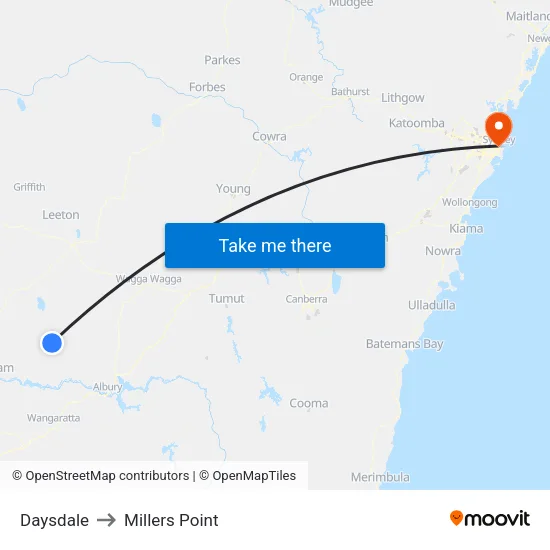 Daysdale to Millers Point map