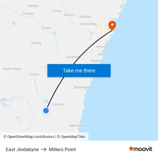 East Jindabyne to Millers Point map