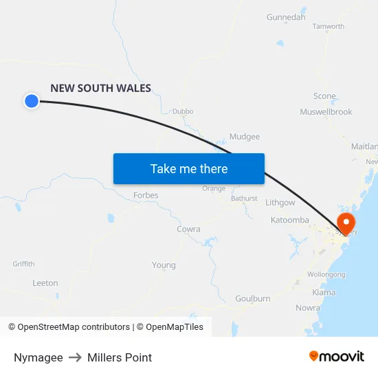 Nymagee to Millers Point map