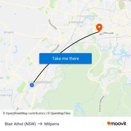 Blair Athol (NSW) to Milperra map
