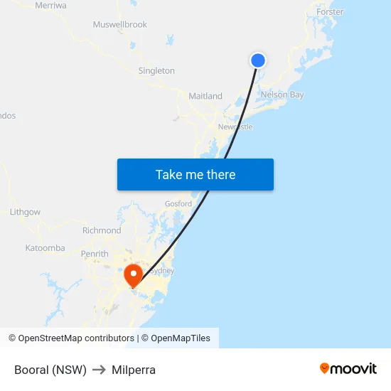 Booral (NSW) to Milperra map