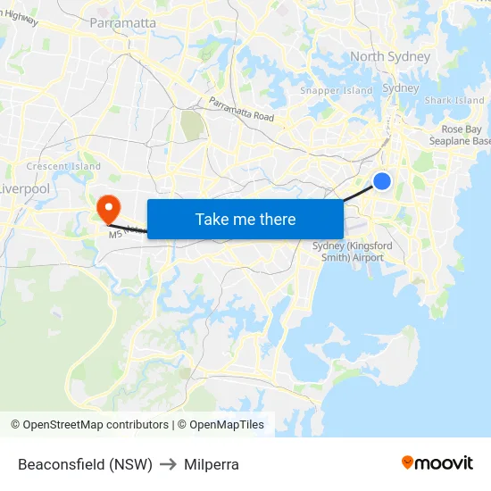 Beaconsfield (NSW) to Milperra map