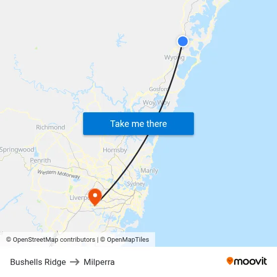 Bushells Ridge to Milperra map