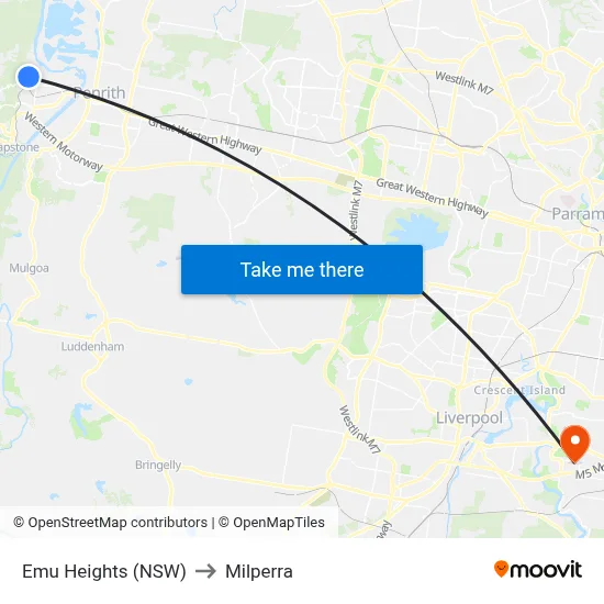 Emu Heights (NSW) to Milperra map