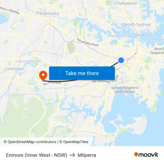 Enmore (Inner West - NSW) to Milperra map