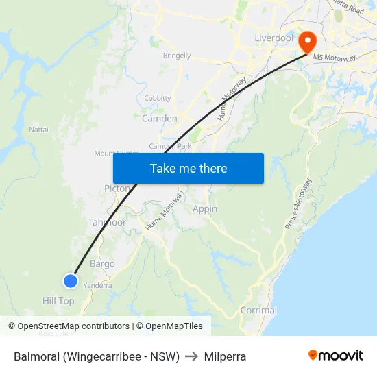 Balmoral (Wingecarribee - NSW) to Milperra map