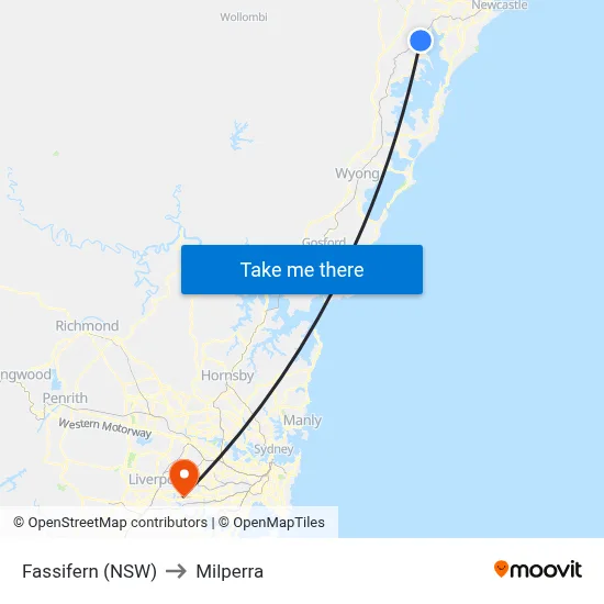 Fassifern (NSW) to Milperra map