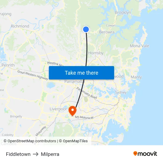 Fiddletown to Milperra map