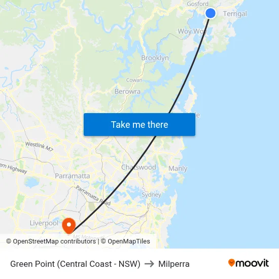 Green Point (Central Coast - NSW) to Milperra map