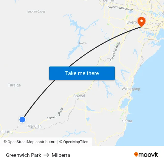Greenwich Park to Milperra map