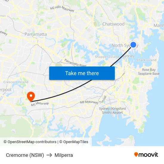 Cremorne (NSW) to Milperra map