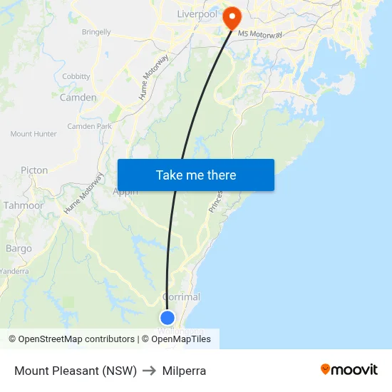 Mount Pleasant (NSW) to Milperra map
