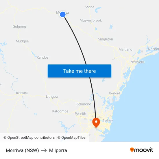 Merriwa (NSW) to Milperra map