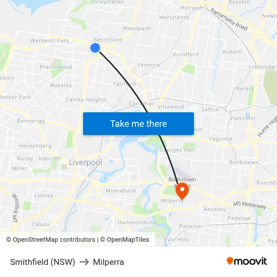 Smithfield (NSW) to Milperra map