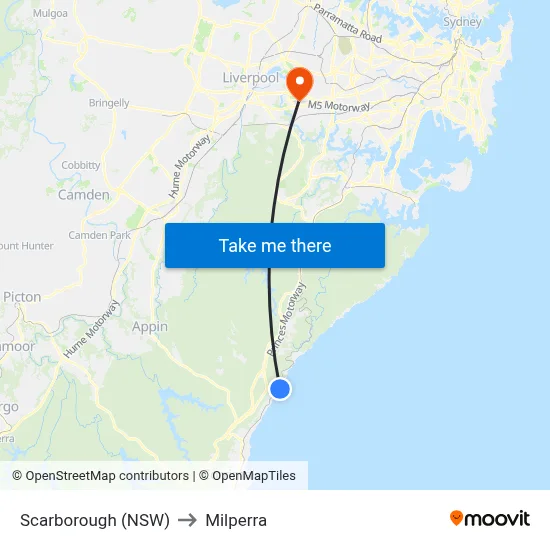 Scarborough (NSW) to Milperra map