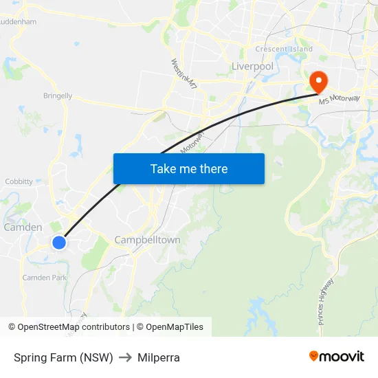 Spring Farm (NSW) to Milperra map