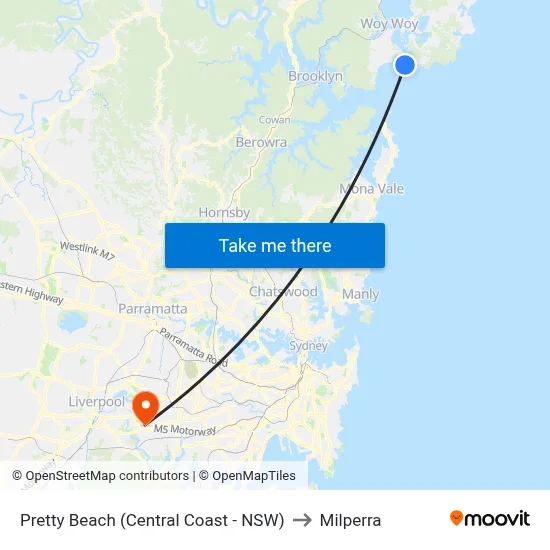 Pretty Beach (Central Coast - NSW) to Milperra map