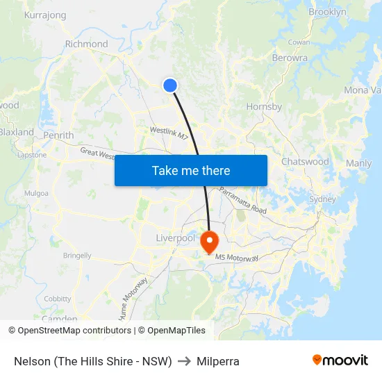 Nelson (The Hills Shire - NSW) to Milperra map