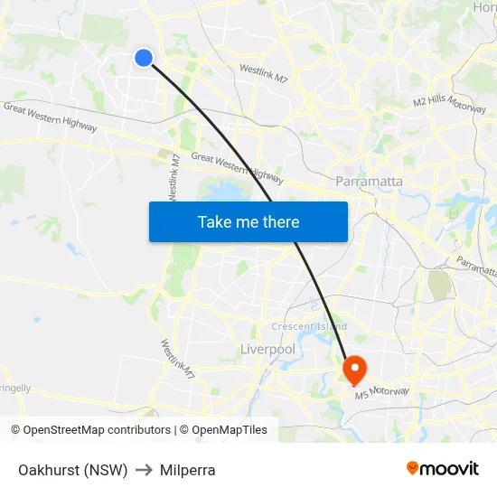Oakhurst (NSW) to Milperra map