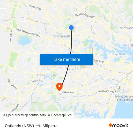 Oatlands (NSW) to Milperra map