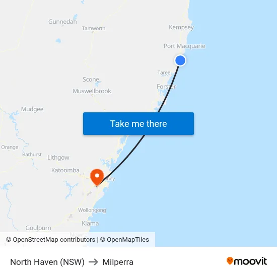 North Haven (NSW) to Milperra map