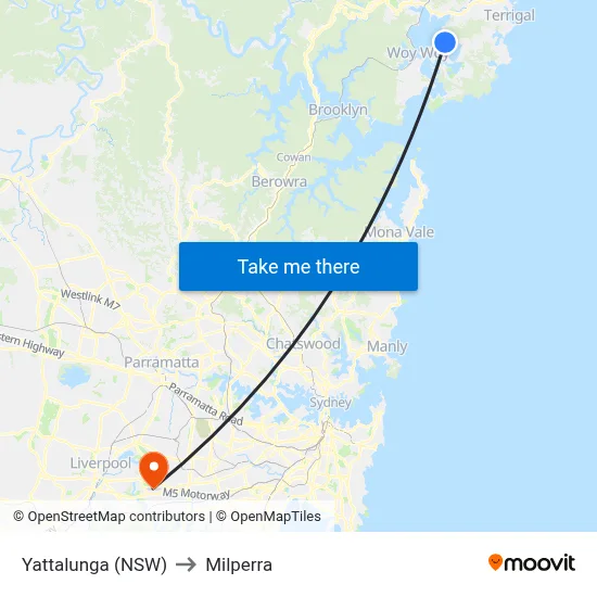 Yattalunga (NSW) to Milperra map