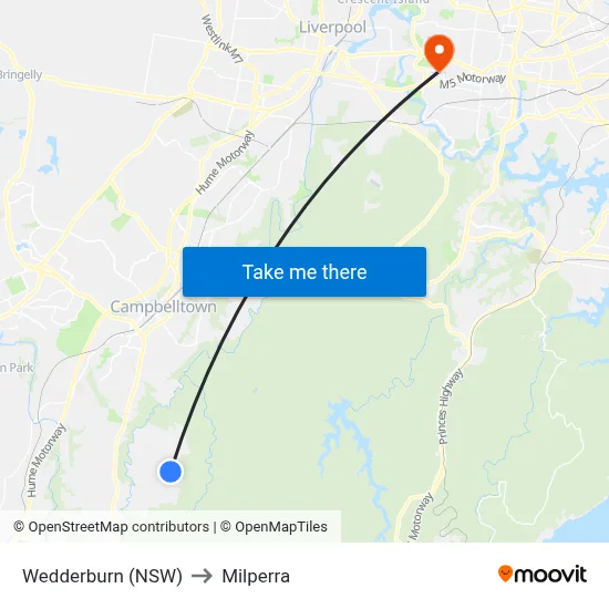 Wedderburn (NSW) to Milperra map