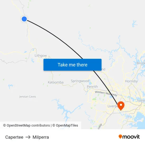 Capertee to Milperra map