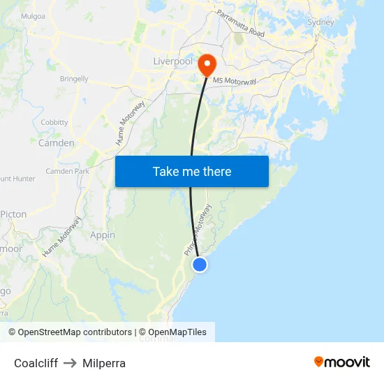 Coalcliff to Milperra map