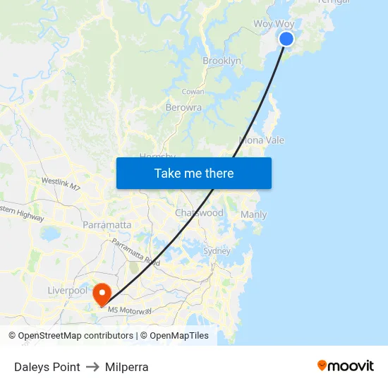 Daleys Point to Milperra map
