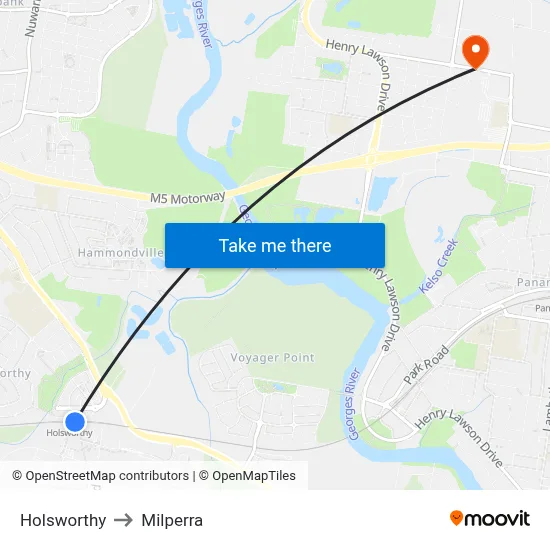 Holsworthy to Milperra map