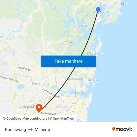 Koolewong to Milperra map
